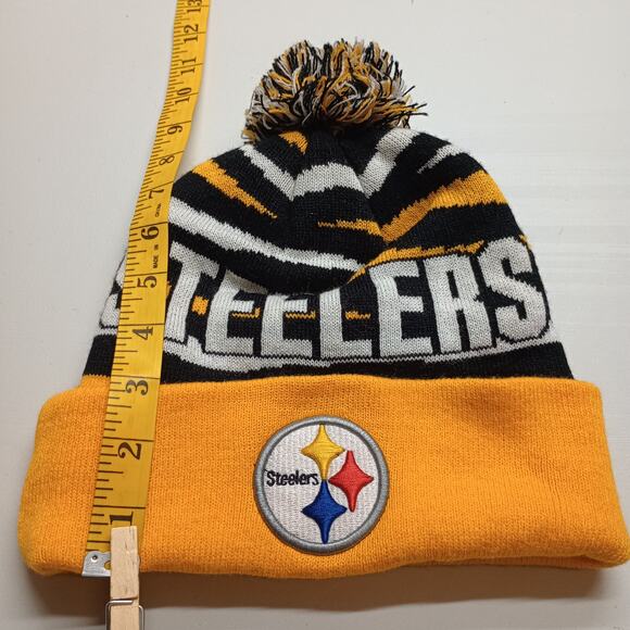 Pittsburgh Steelers Knit Cuffed Beanie Pom Hat Adult - Picture 3 of 5